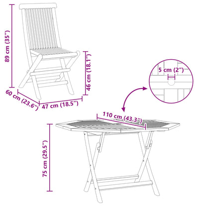 Set Bistro da Giardino 3 pcs Marrone Legno Teak Massello | homemem39