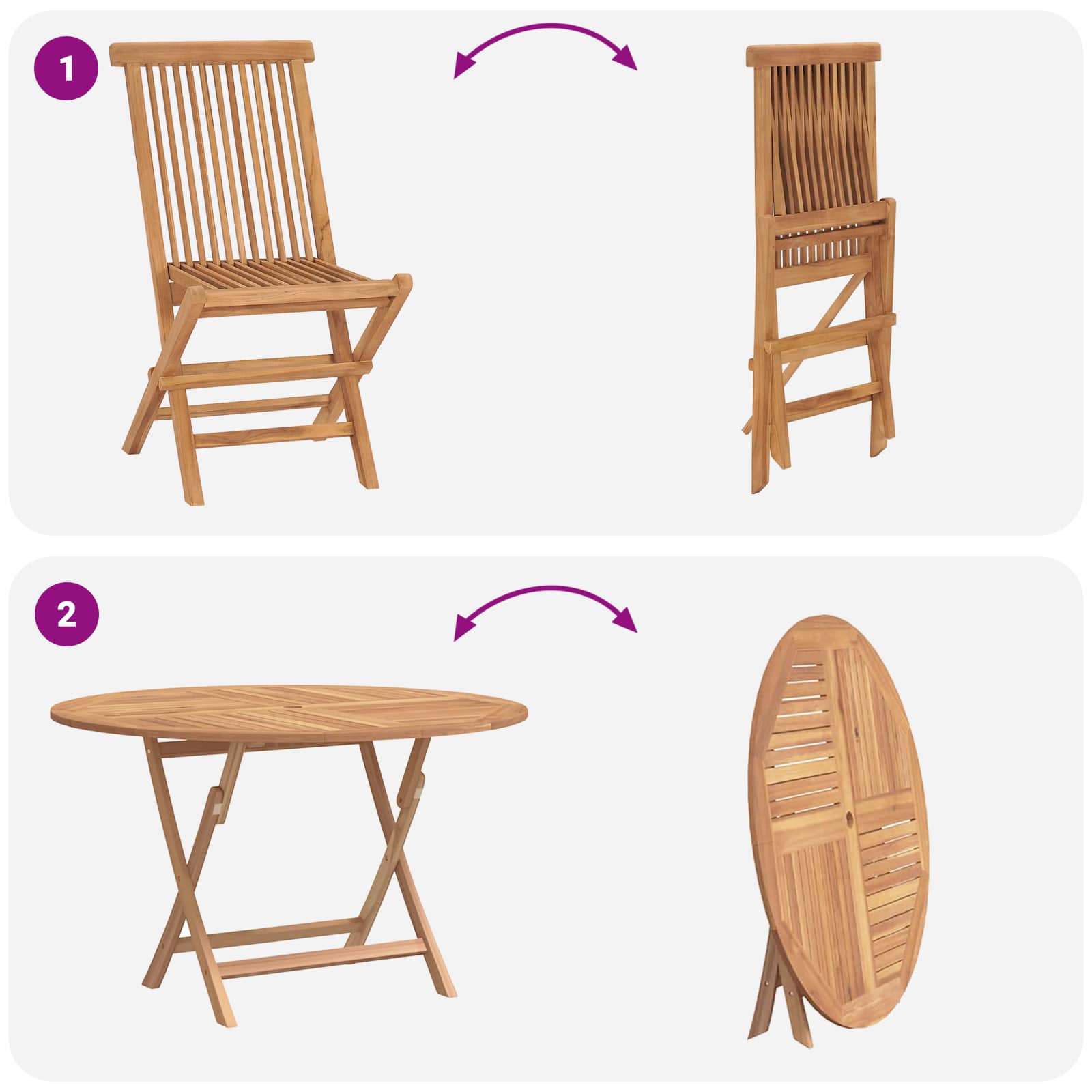 Set Bistro da Giardino 3 pcs Naturale Legno di teak solido | homemem39