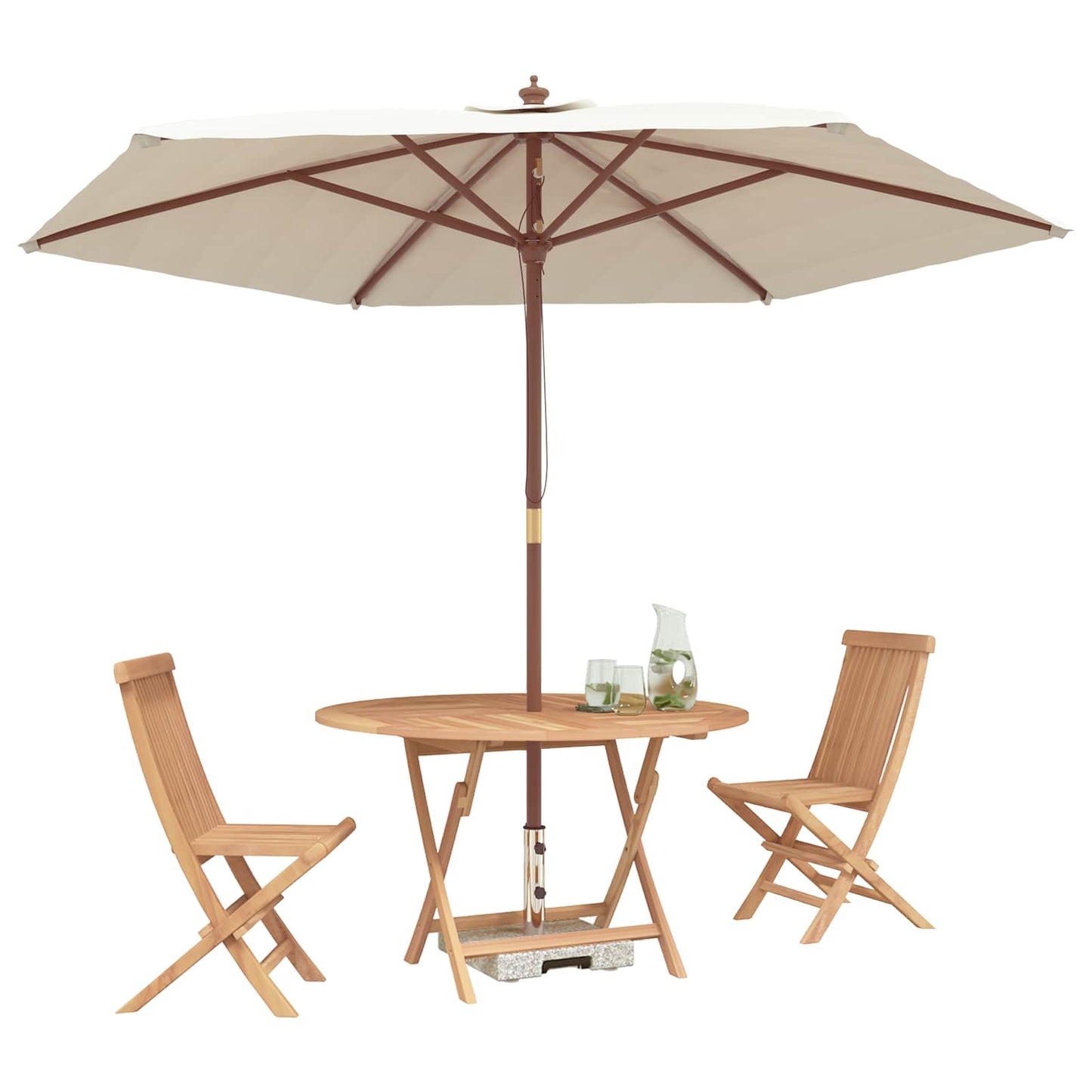 Set Bistro da Giardino 3 pcs Naturale Legno di teak solido