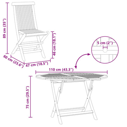 Set Bistro da Giardino 3 pcs Naturale Legno di teak solido | homemem39