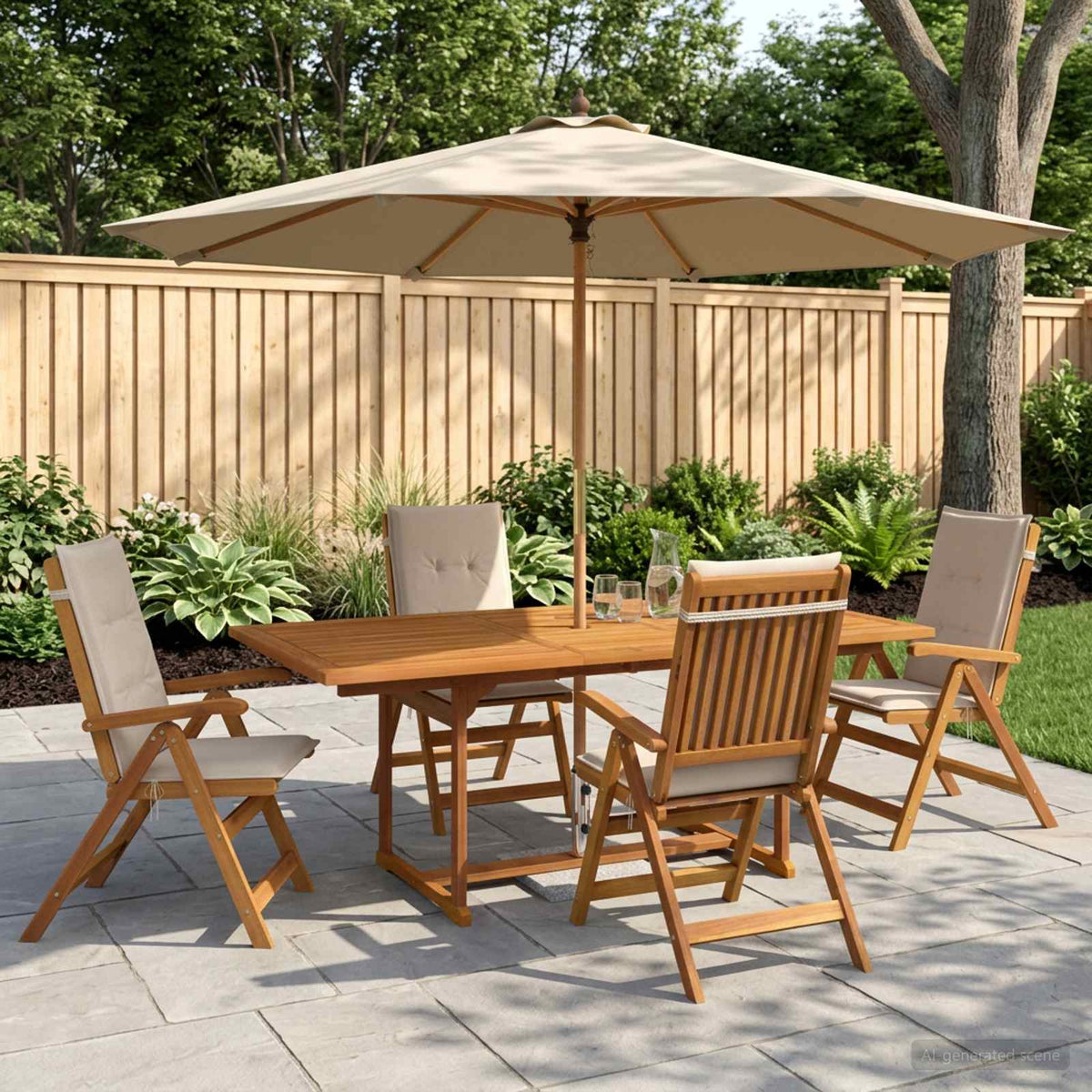 Set da pranzo da giardino 5 pezzi Naturale | homemem39