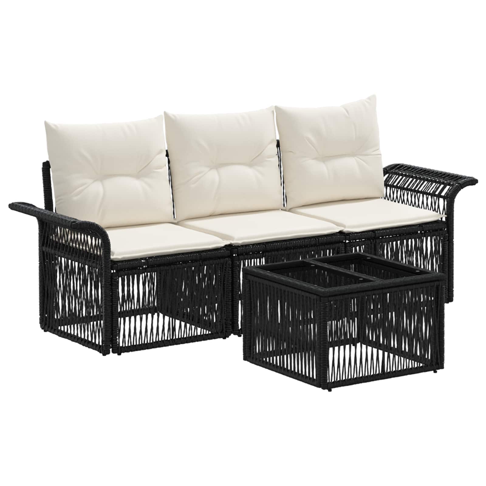 Set Divano da Giardino 4 pcs Nero polyrattan | homemem39