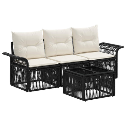 Set Divano da Giardino 4 pcs Nero polyrattan | homemem39