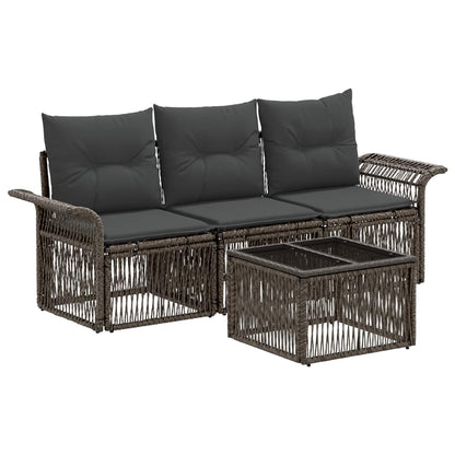 Set Divano da Giardino 4 pcs Grigio polyrattan | homemem39
