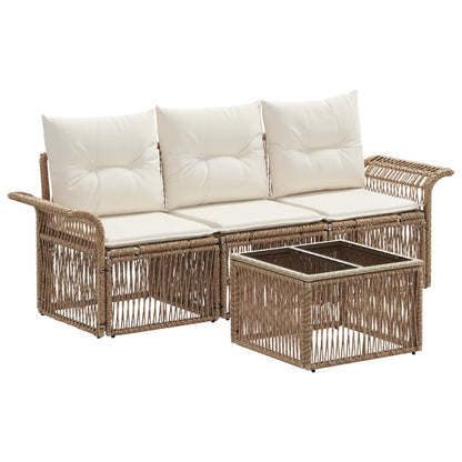 Set Divano da Giardino 4 pcs Beige polyrattan | homemem39