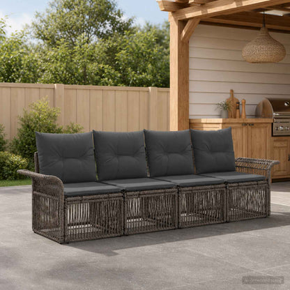 Set Divano da Giardino 4 pcs Grigio polyrattan | homemem39