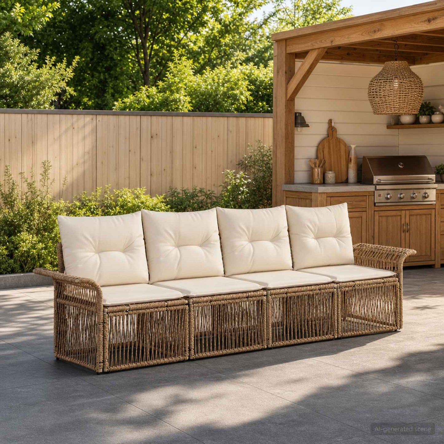 Set Divano da Giardino 4 pcs Beige polyrattan | homemem39
