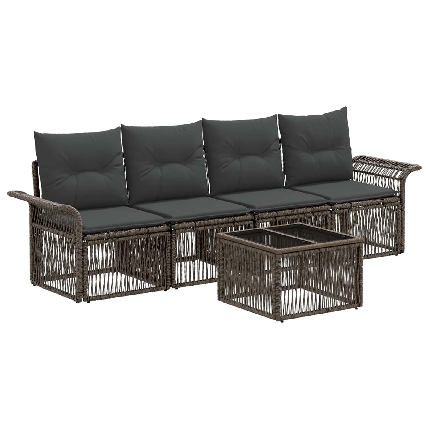Set Divano da Giardino 5 pcs Grigio polyrattan | homemem39