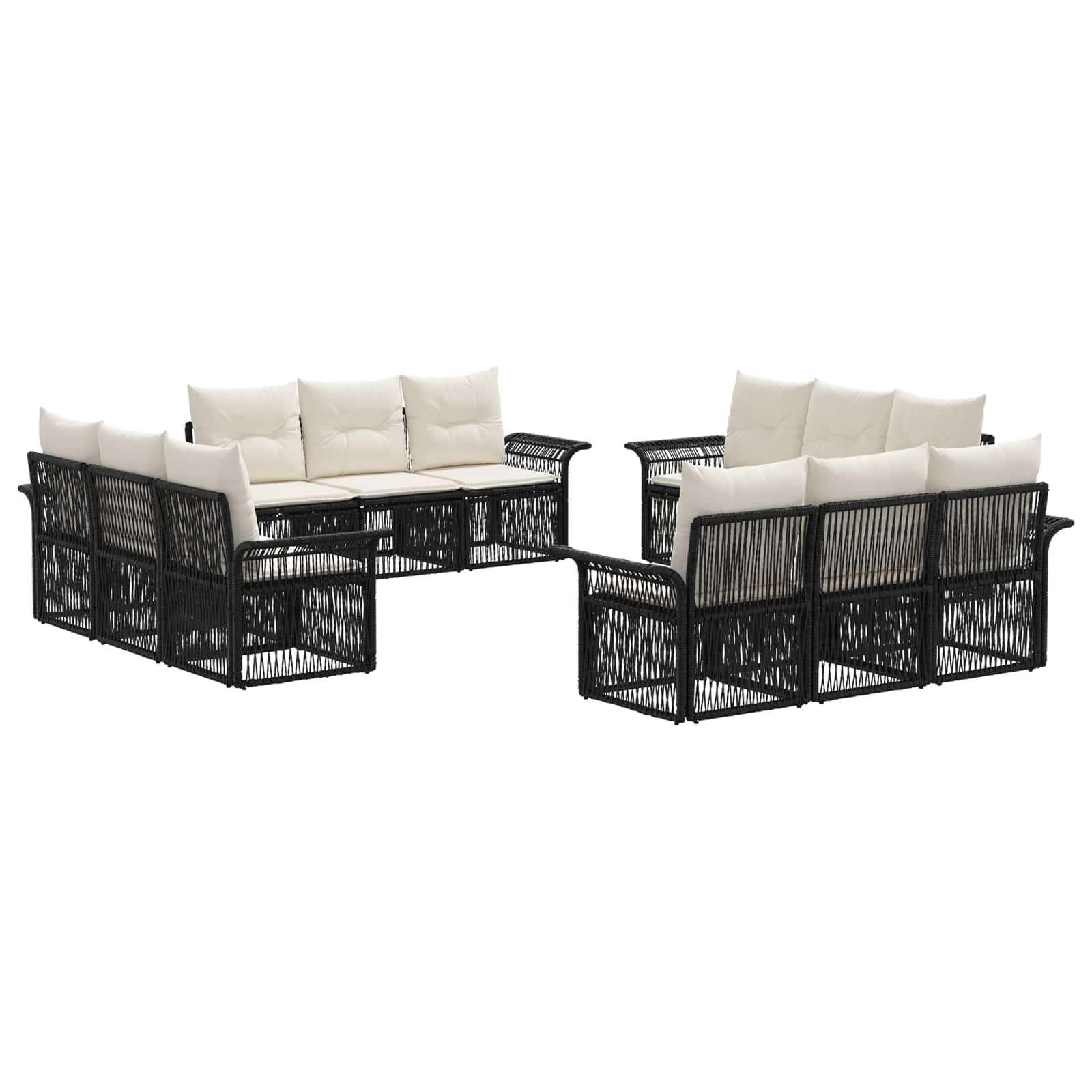 Set Divano da Giardino 12 pcs Nero polyrattan | homemem39