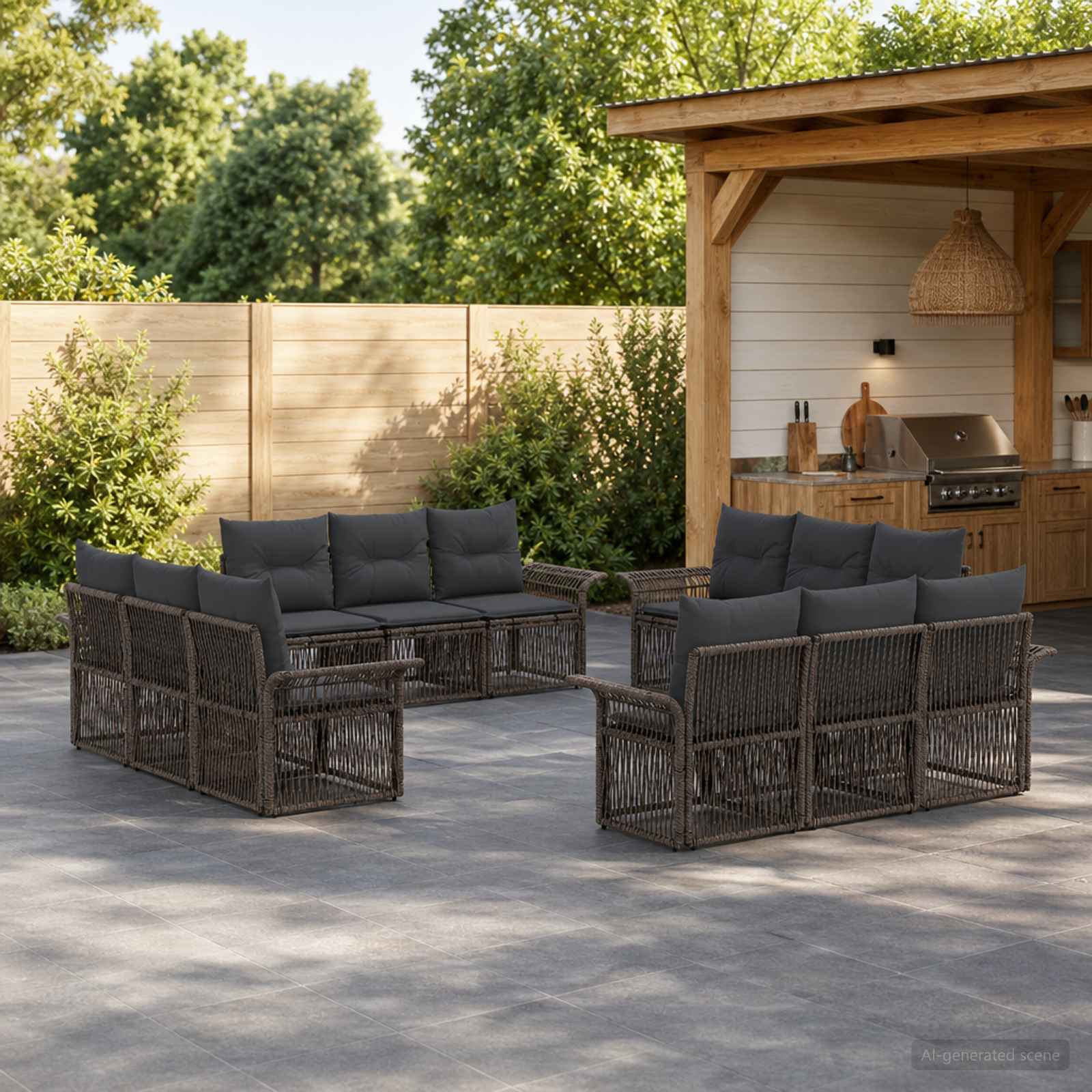Set Divano da Giardino 12 pcs Grigio polyrattan | homemem39
