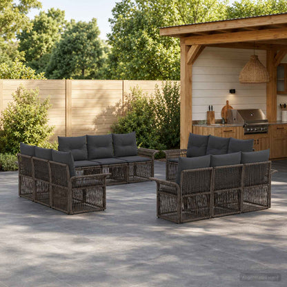 Set Divano da Giardino 12 pcs Grigio polyrattan | homemem39