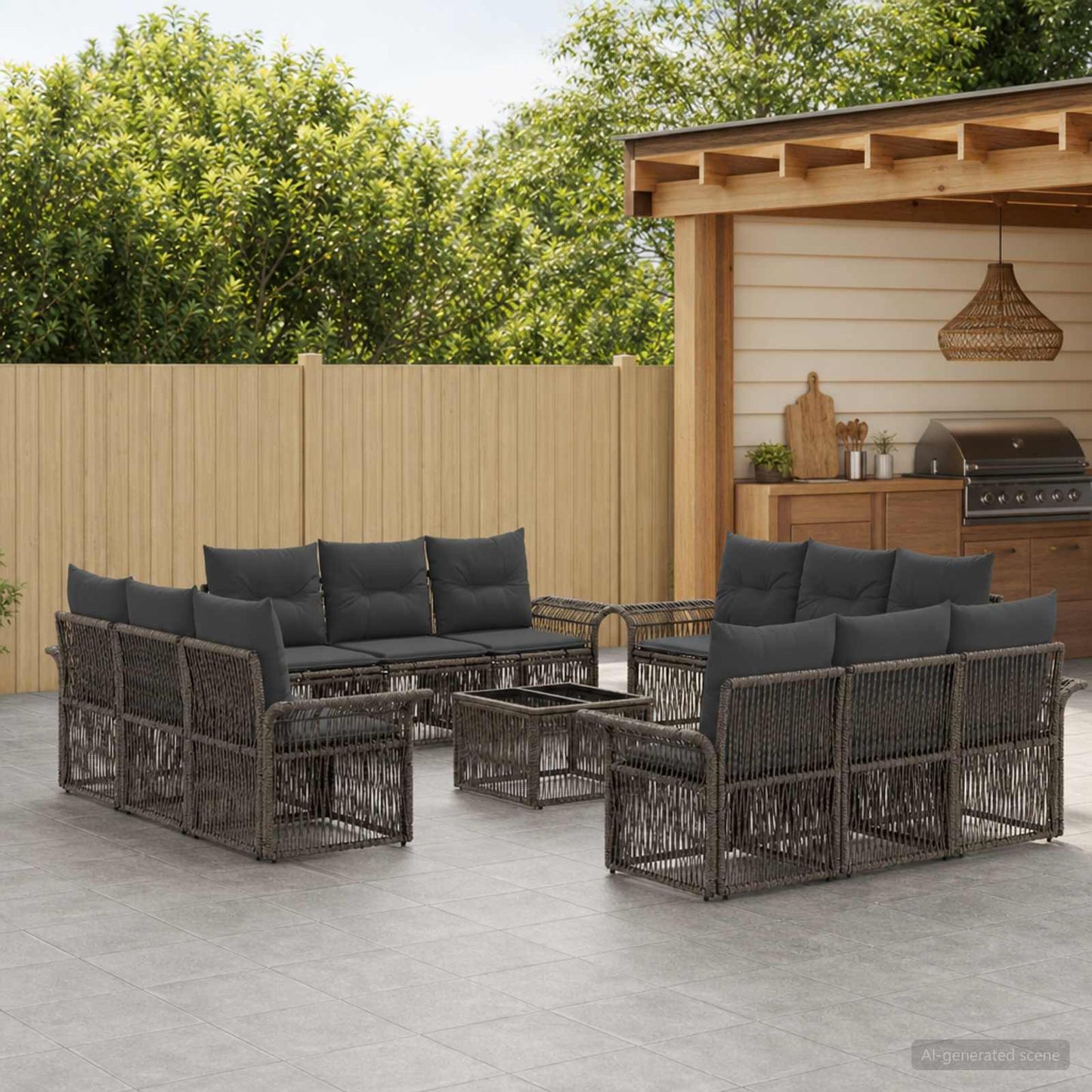 Set Divano da Giardino 13 pcs Grigio polyrattan | homemem39