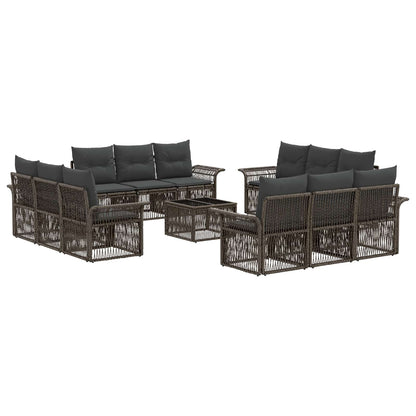 Set Divano da Giardino 13 pcs Grigio polyrattan | homemem39