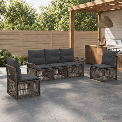 Set Divano da Giardino 5 pcs Grigio polyrattan | homemem39