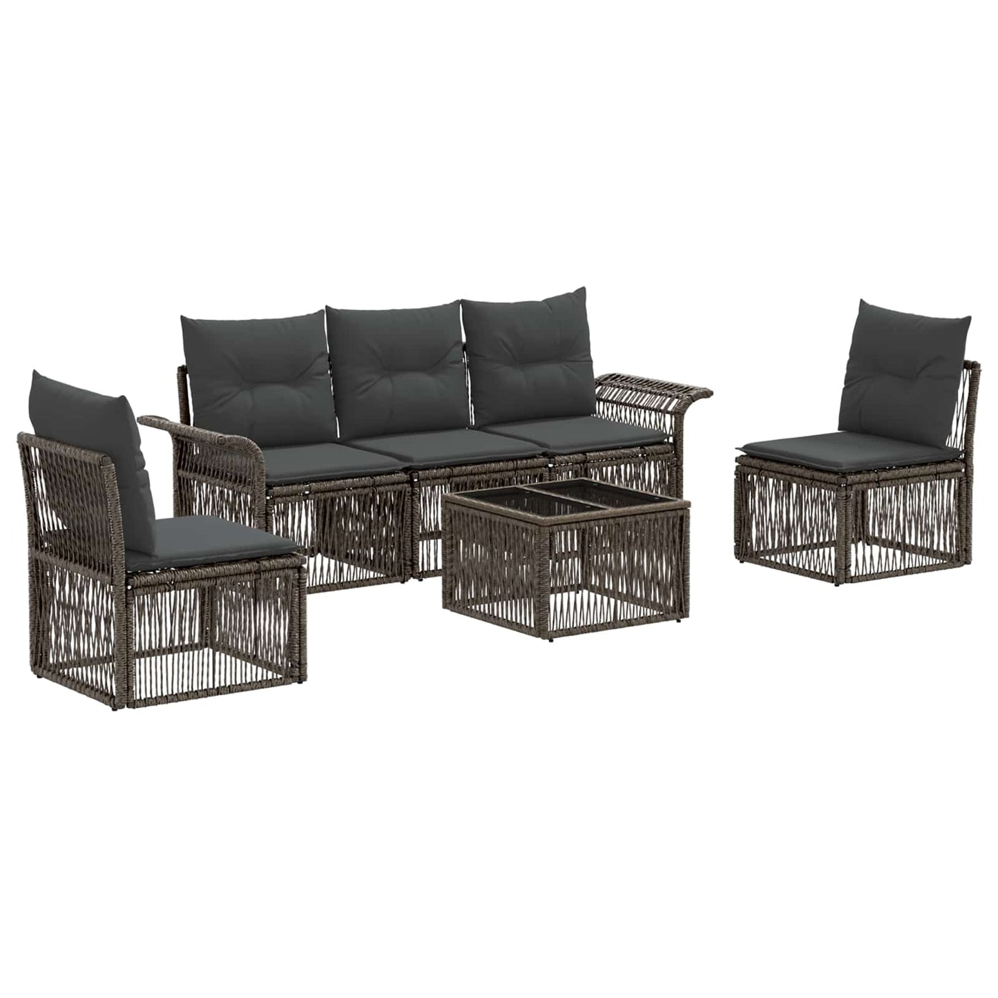 Set Divano da Giardino 6 pcs Grigio polyrattan | homemem39