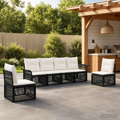 Set Divano da Giardino 6 pcs Nero polyrattan | homemem39