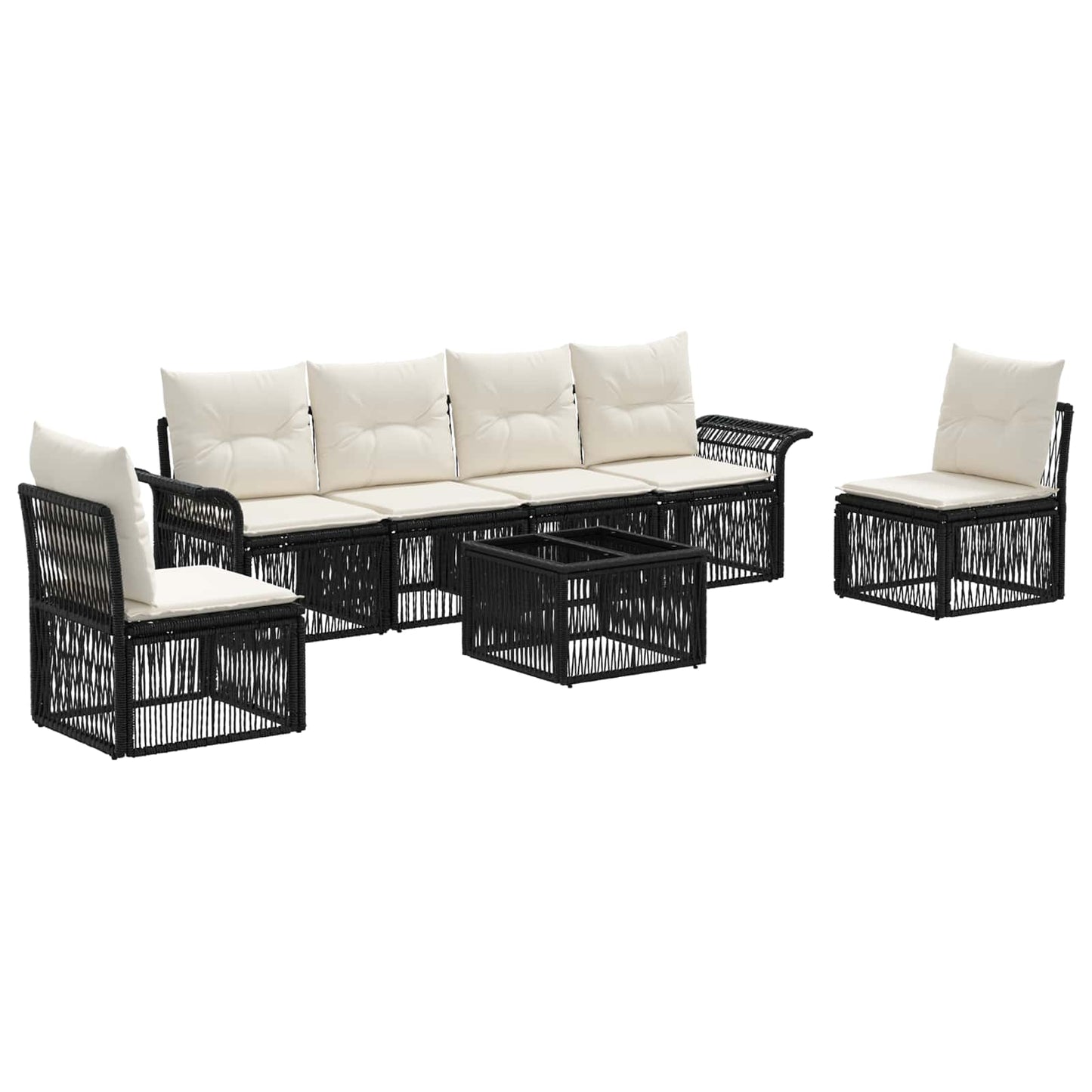 Set Divano da Giardino 7 pcs Nero polyrattan | homemem39