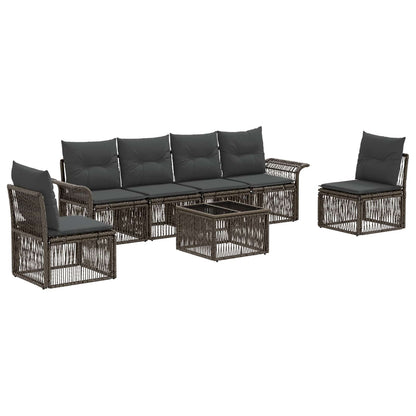 Set Divano da Giardino 7 pcs Grigio polyrattan | homemem39