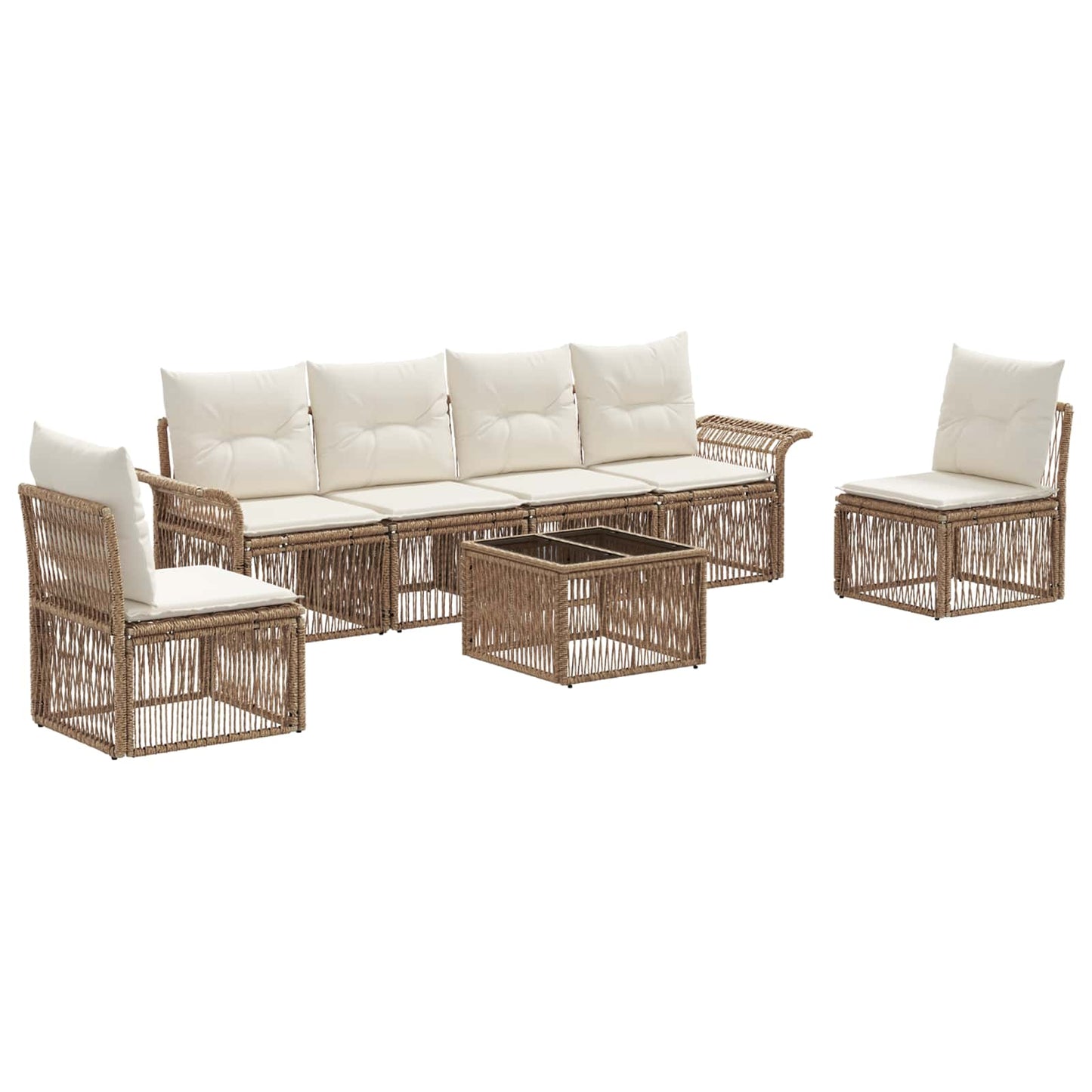 Set Divano da Giardino 7 pcs Beige polyrattan | homemem39