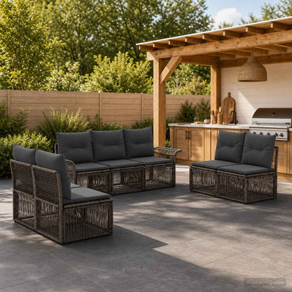 Set Divano da Giardino 7 pz Grigio polyrattan