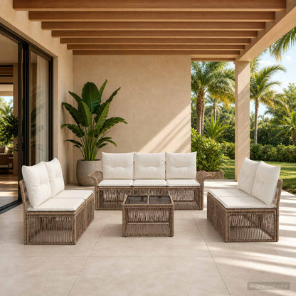 Set Divano da Giardino 8 pcs Beige polyrattan | homemem39