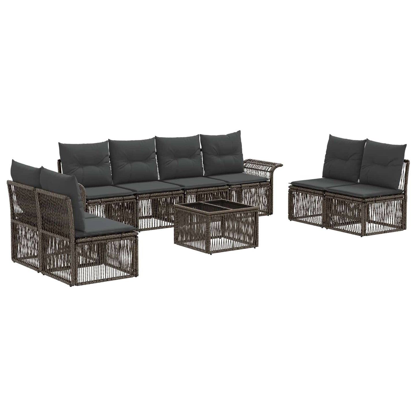 Set Divano da Giardino 9 pcs Grigio polyrattan | homemem39