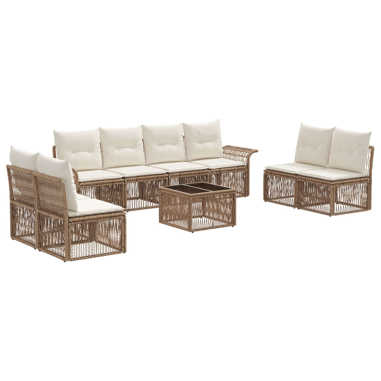 Set Divano da Giardino 9 pcs Beige polyrattan | homemem39