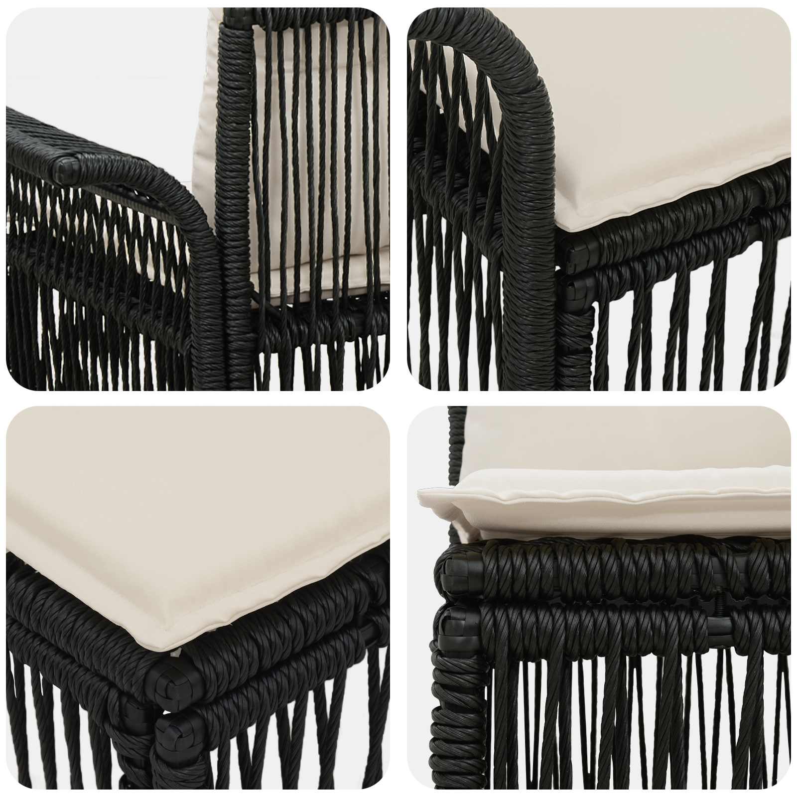 Set Divano da Giardino 4 pcs Nero polyrattan | homemem39