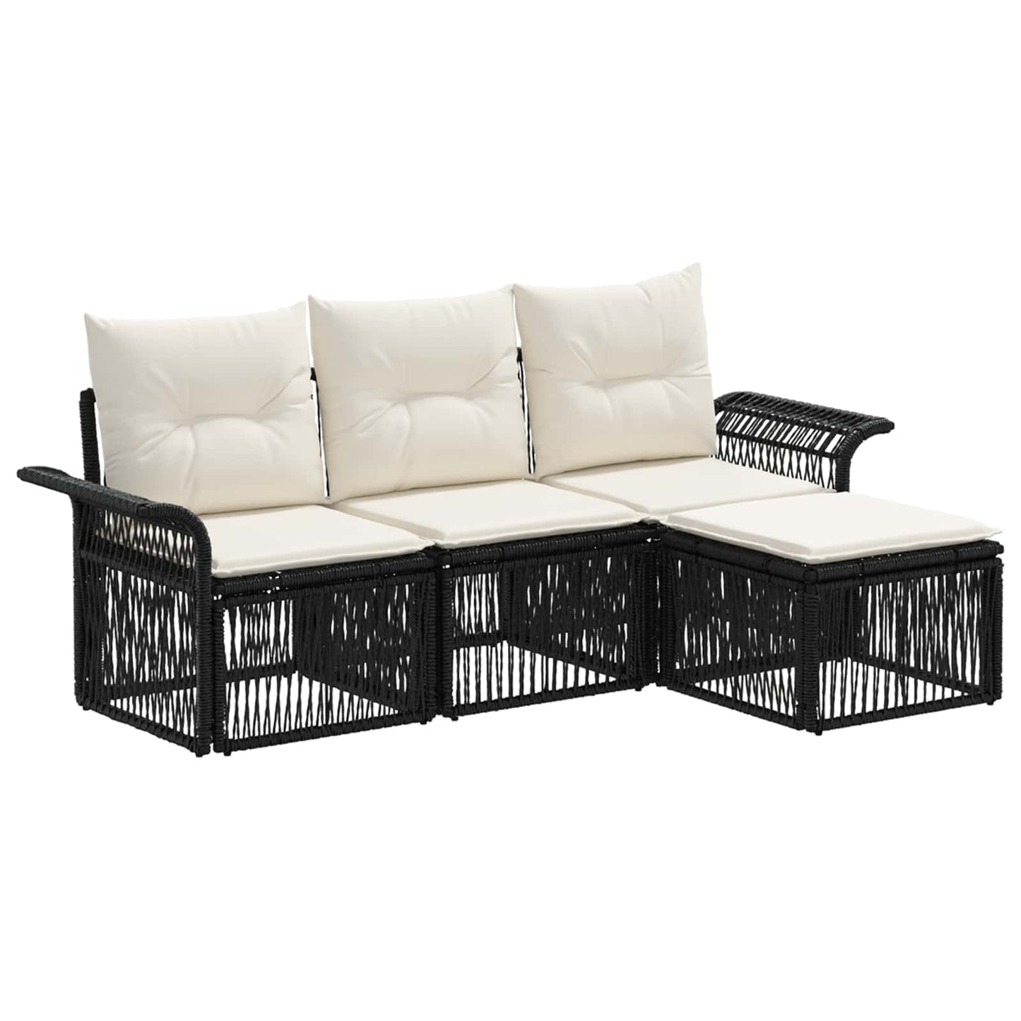 Set Divano da Giardino 4 pcs Nero polyrattan | homemem39