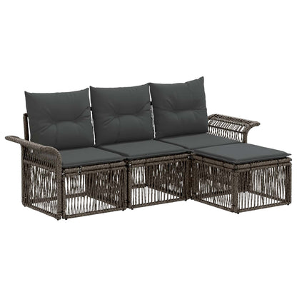 Set Divano da Giardino 4 pcs Grigio polyrattan | homemem39