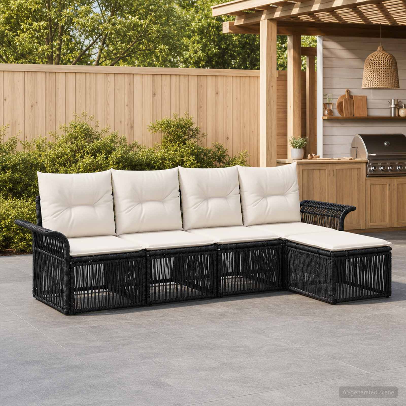 Set Divano da Giardino 5 pcs Nero polyrattan | homemem39