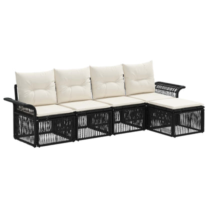 Set Divano da Giardino 5 pcs Nero polyrattan | homemem39