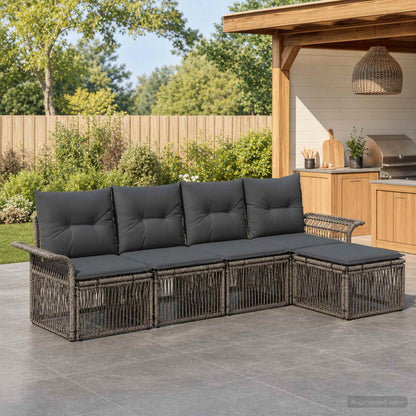 Set Divano da Giardino 5 pcs Grigio polyrattan | homemem39