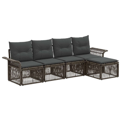 Set Divano da Giardino 5 pcs Grigio polyrattan | homemem39
