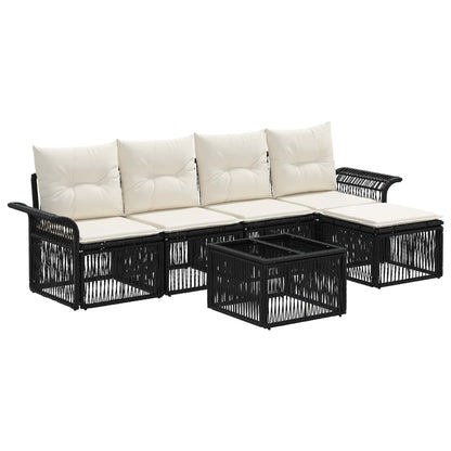 Set Divano da Giardino 6 pcs Nero polyrattan | homemem39