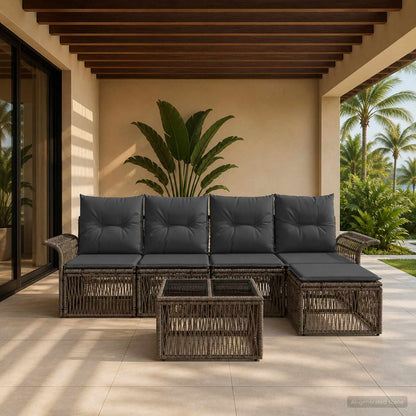 Set Divano da Giardino 6 pcs Grigio polyrattan | homemem39