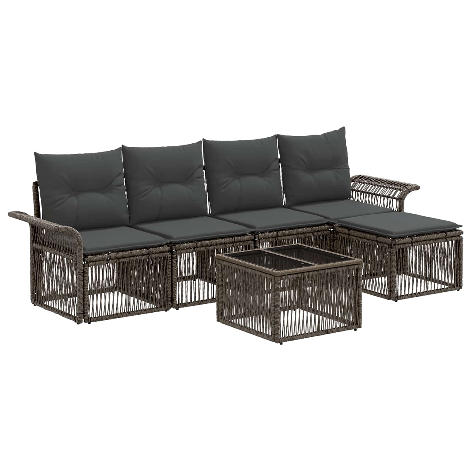 Set Divano da Giardino 6 pcs Grigio polyrattan | homemem39