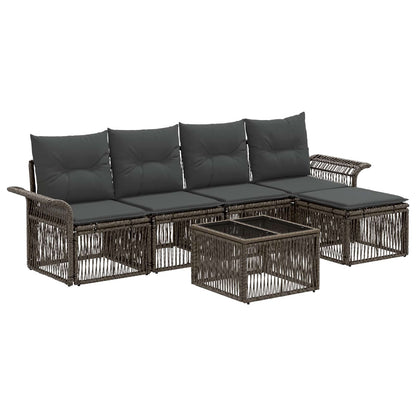 Set Divano da Giardino 6 pcs Grigio polyrattan | homemem39