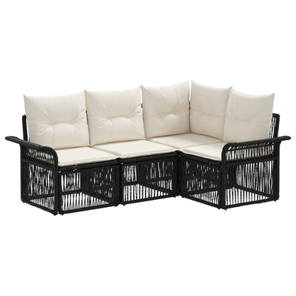 Set Divano da Giardino 4 pcs Nero polyrattan | homemem39