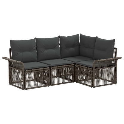 Set Divano da Giardino 4 pcs Grigio polyrattan | homemem39