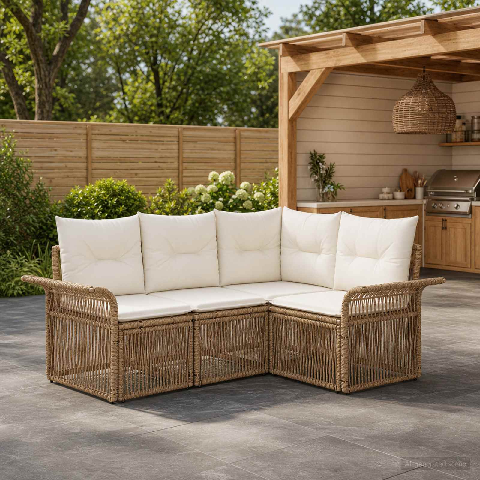 Set Divano da Giardino 4 pcs Beige polyrattan | homemem39