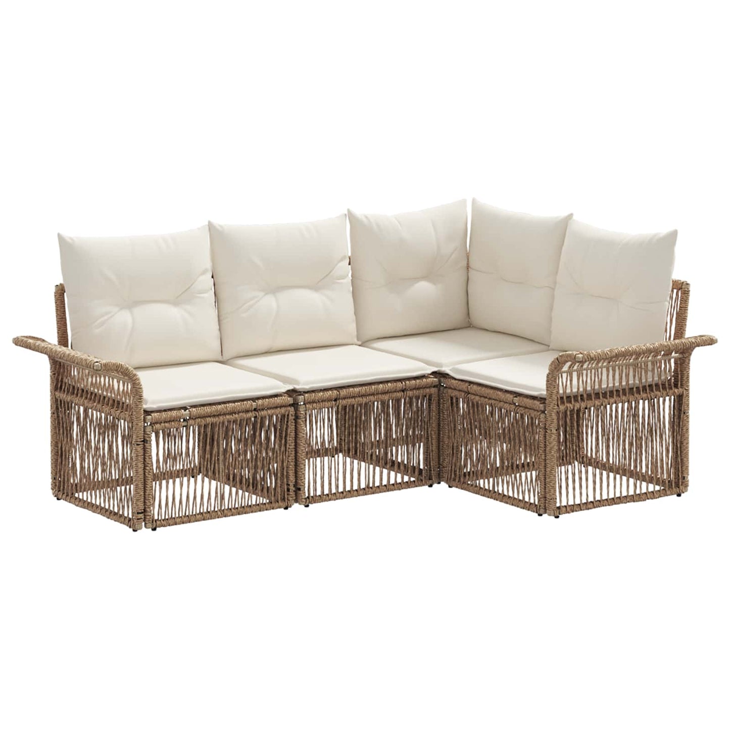 Set Divano da Giardino 4 pcs Beige polyrattan | homemem39