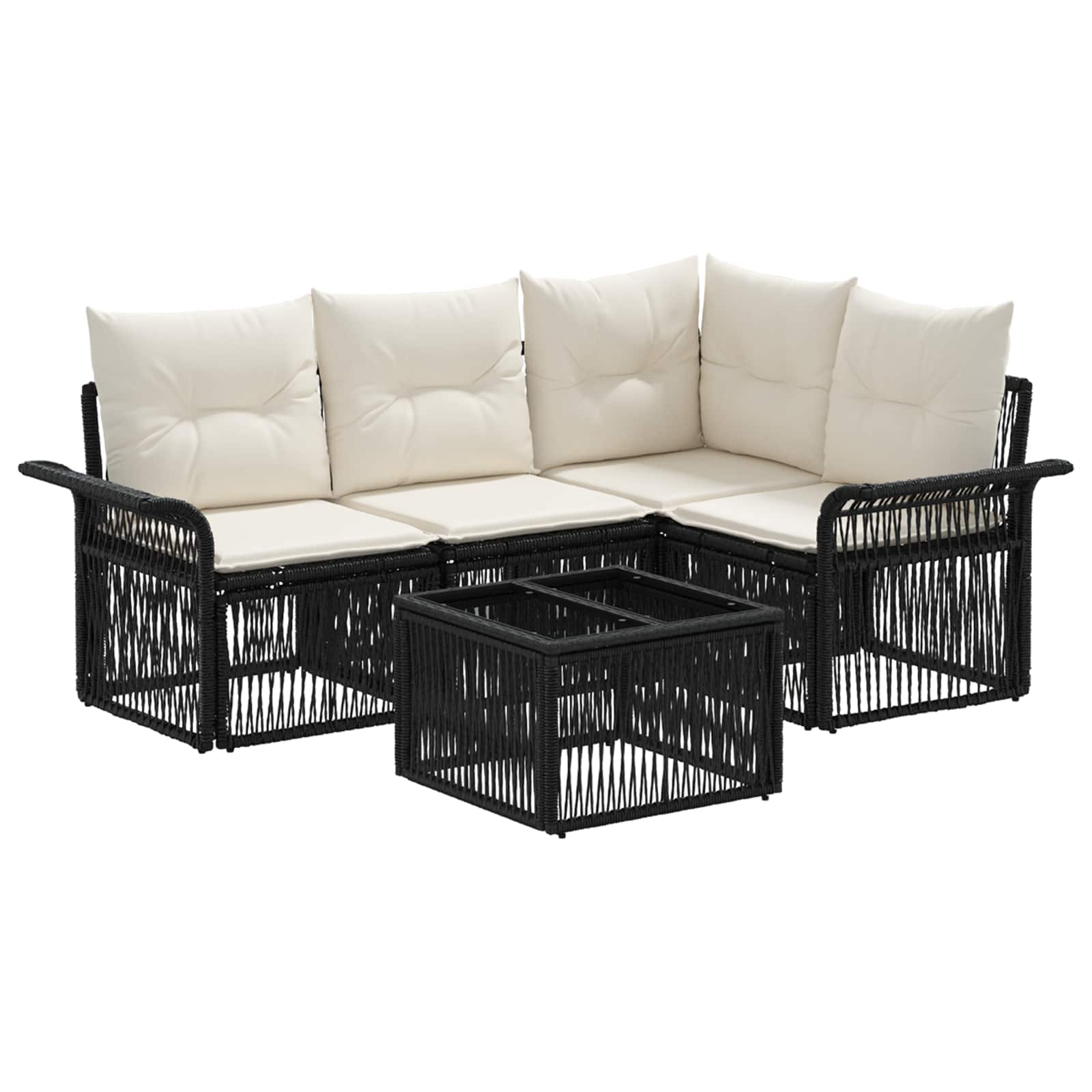 Set Divano da Giardino 5 pcs Nero polyrattan | homemem39