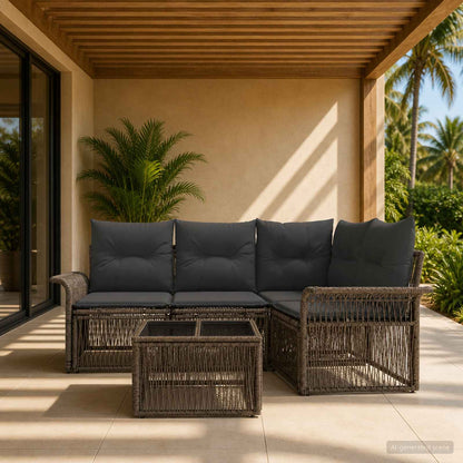 Set Divano da Giardino 5 pcs Grigio polyrattan | homemem39
