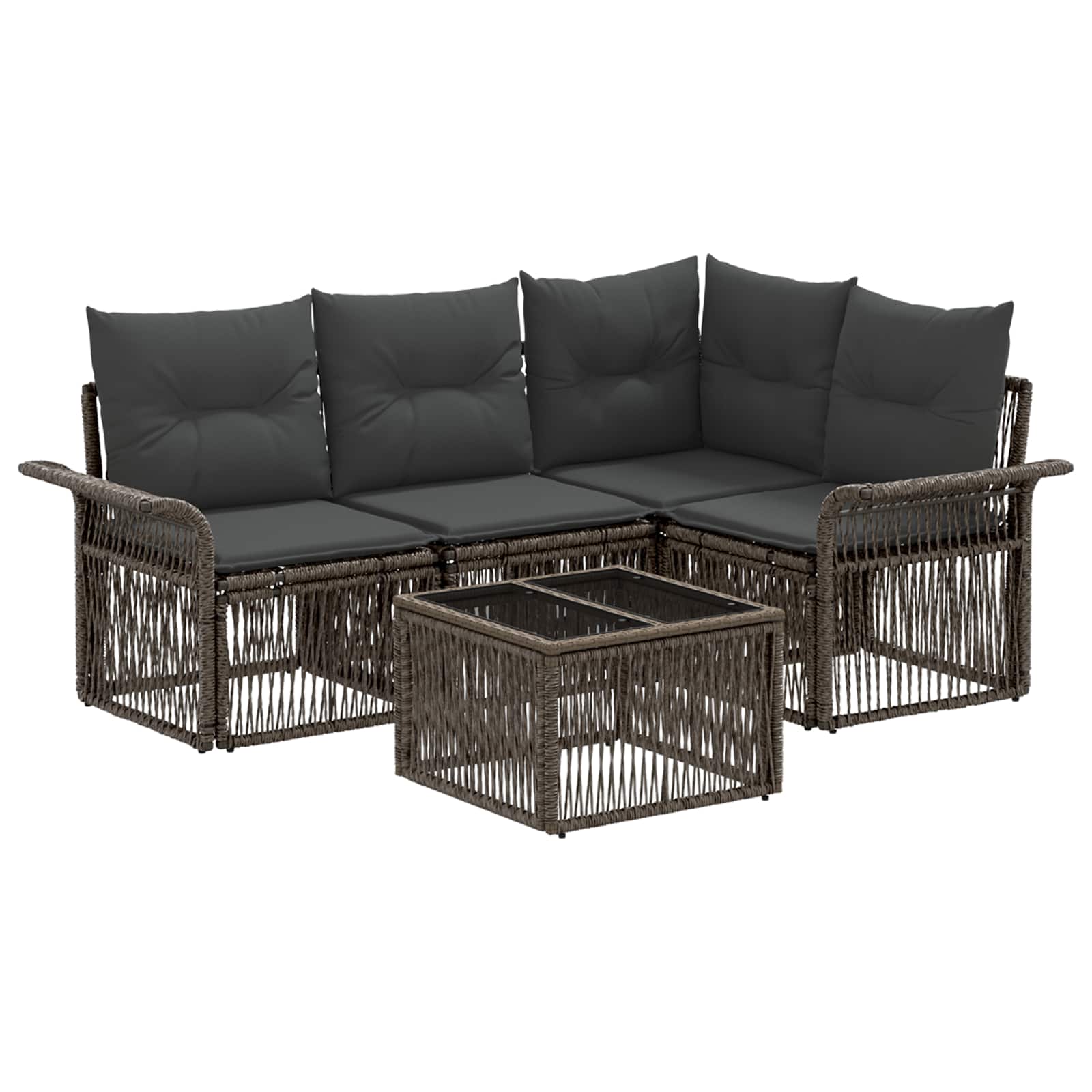 Set Divano da Giardino 5 pcs Grigio polyrattan | homemem39