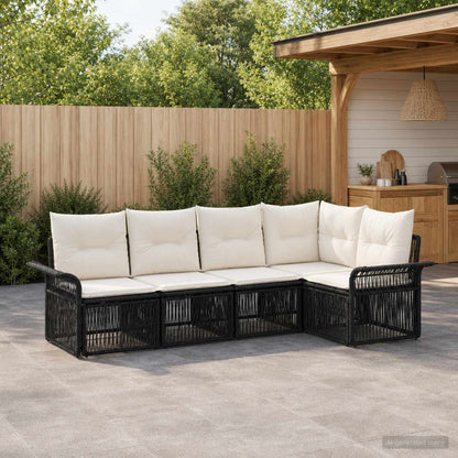 Set Divano da Giardino 5 pcs Nero polyrattan | homemem39