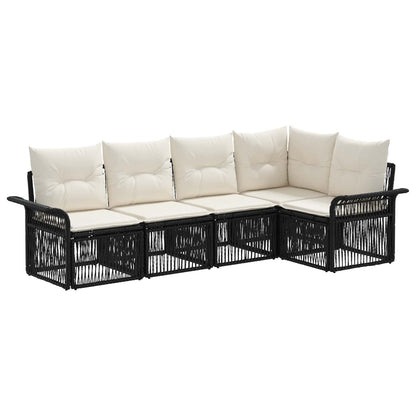 Set Divano da Giardino 5 pcs Nero polyrattan | homemem39