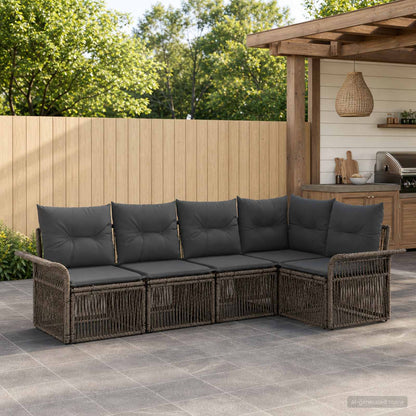 Set Divano da Giardino 5 pcs Grigio polyrattan | homemem39