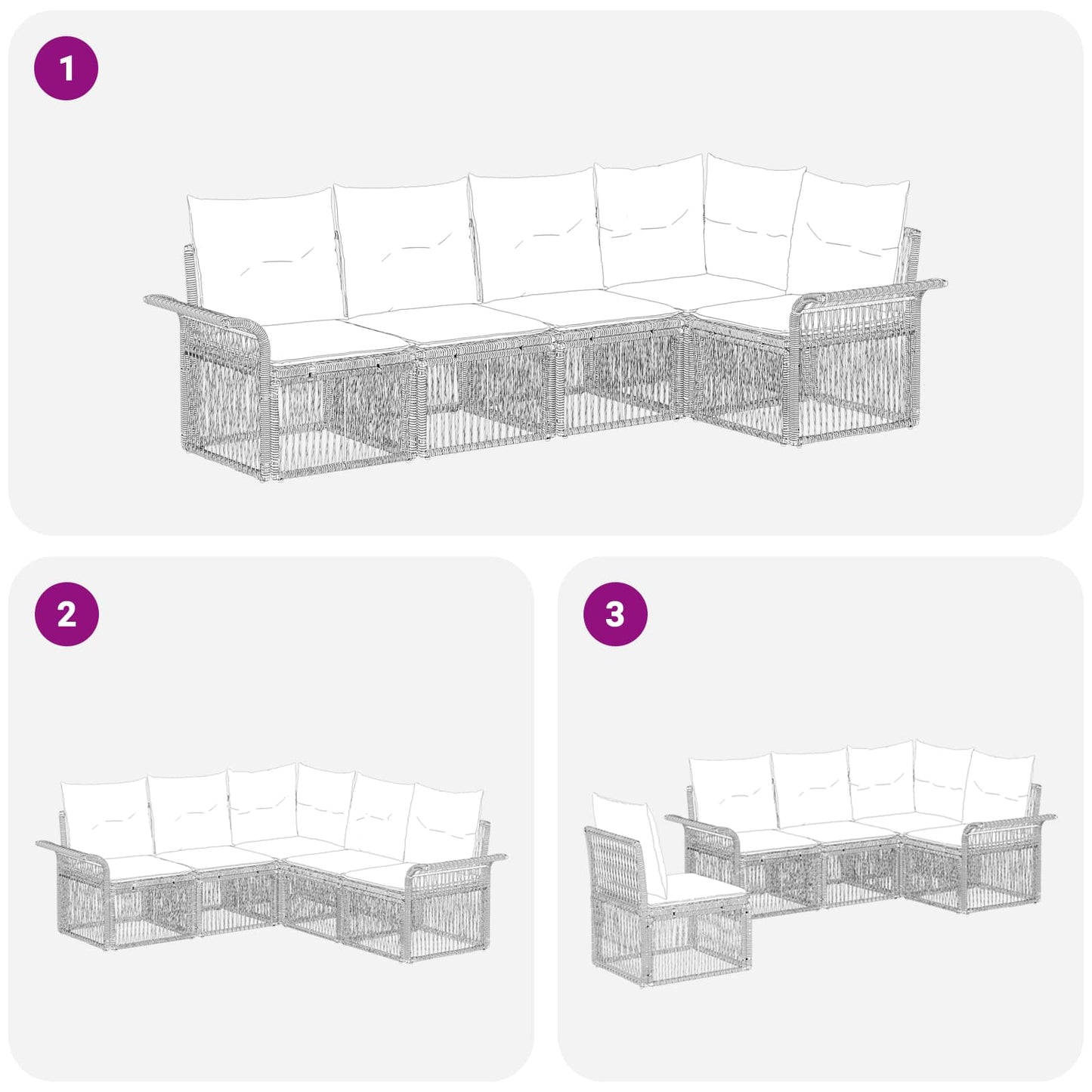 Set Divano da Giardino 5 pcs Grigio polyrattan | homemem39