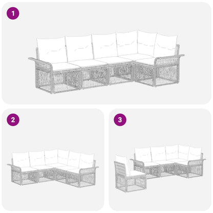 Set Divano da Giardino 5 pcs Grigio polyrattan | homemem39